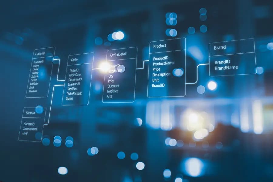 End-to-end data model connecting systems across an operating workflow